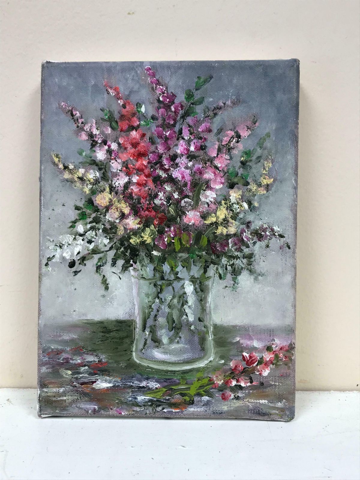 B. Rigaudierefrench Impressionist Oil Painting Bright Flowers In Glass Vase photo furniture