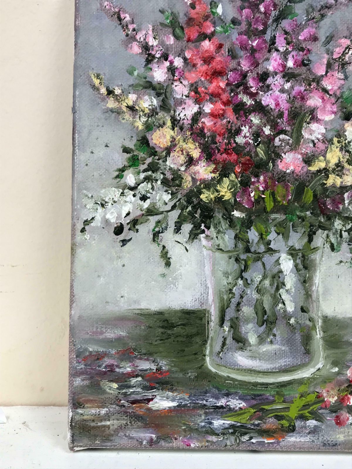 B. Rigaudierefrench Impressionist Oil Painting Bright Flowers In Glass Vase photo 767.0