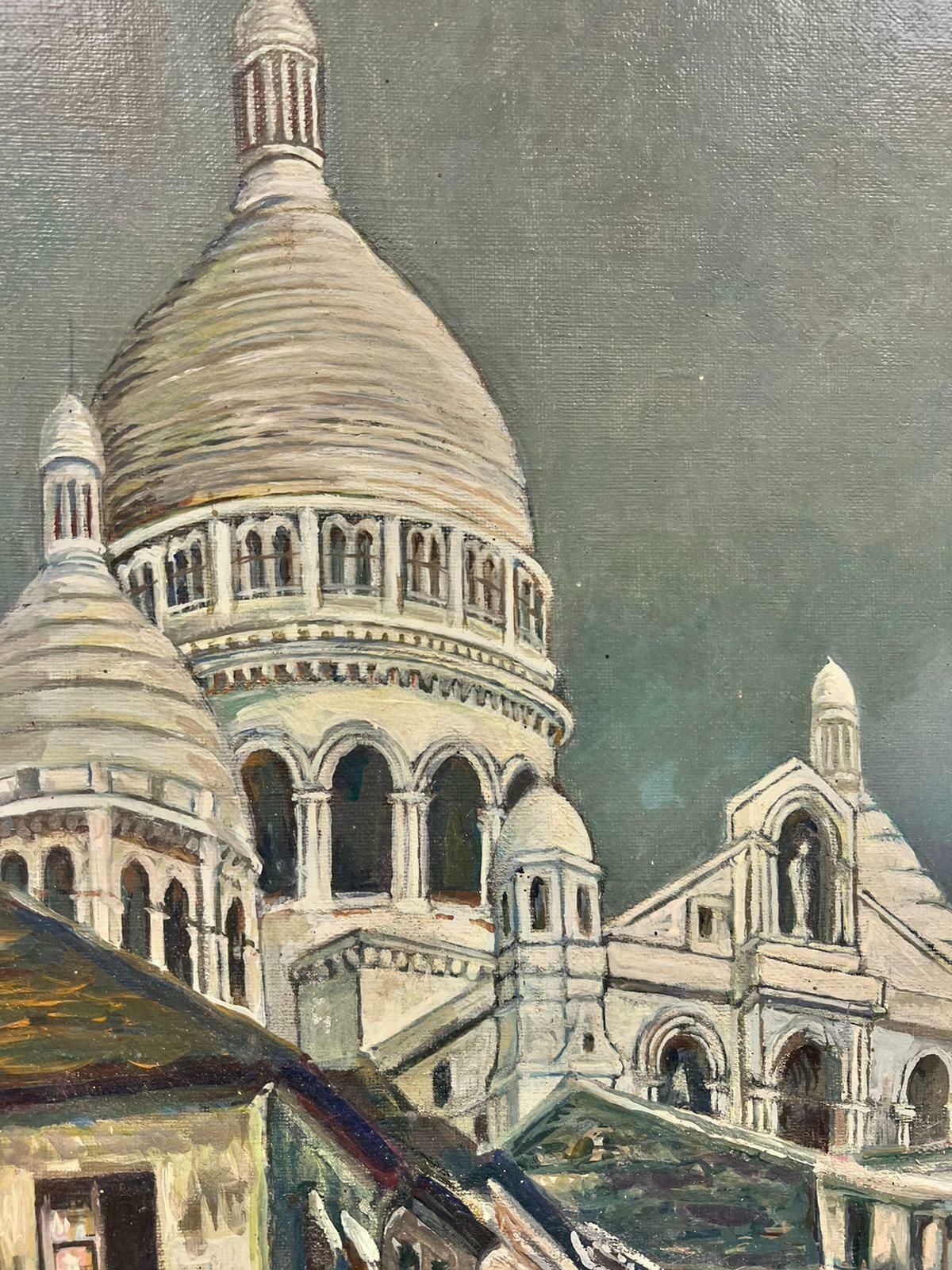 Georges F. Michel1940's French Signed Oil Sacre Coeur Montmartre Paris Street Scene View1942 photo vinterior