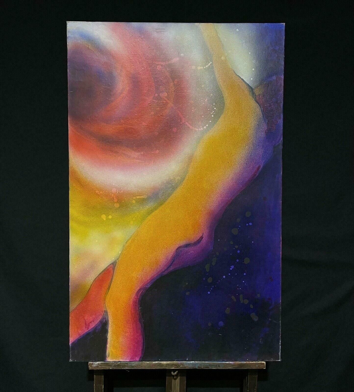 Josyne Gallethuge French Surrealist Fantasy Oil Painting Floating Figures photo furniture