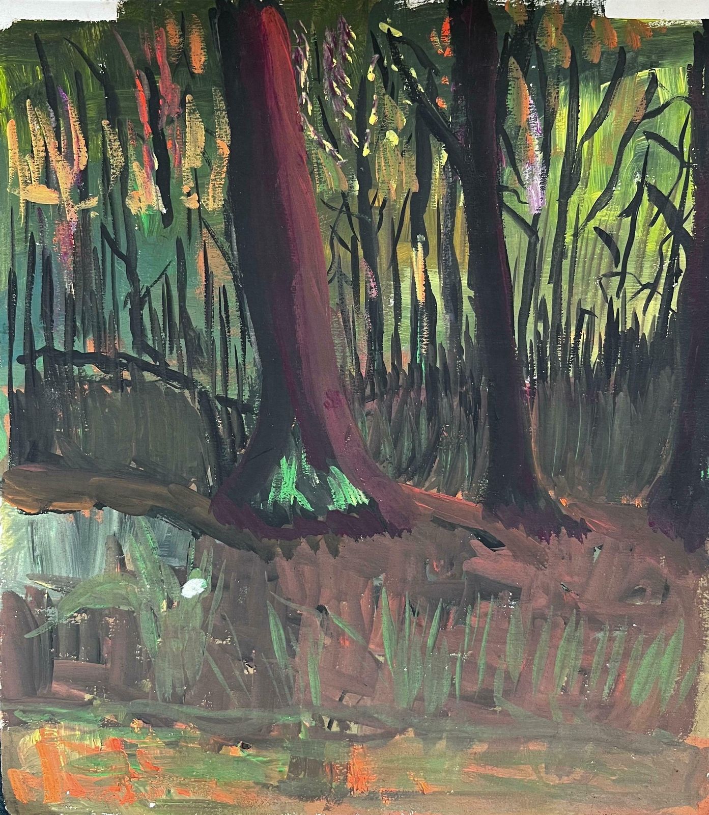 Bernard Labbe1950's Modernist/ Cubist Painting   Tree Trunks1950's