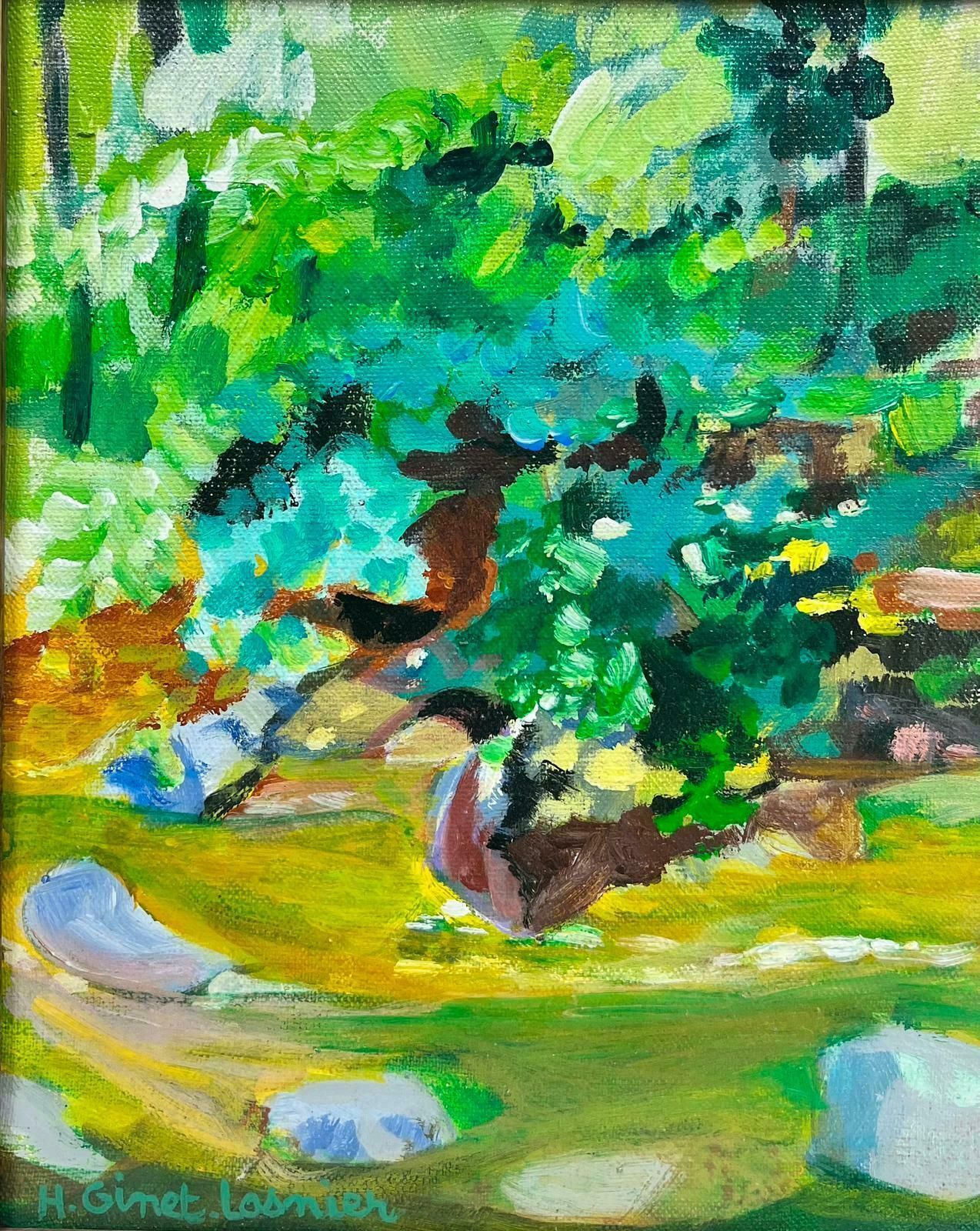 Huguette Ginet Lasnier French Modernist Green Landscape Oil Painting Framed And Signedc. 2000's photo 1533.0