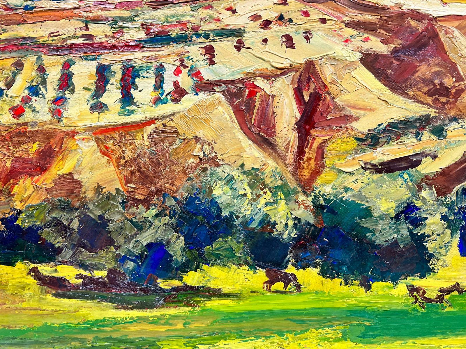 Josine Vignonwild Horses In A French Summer Field Thick Oil Impasto1960's photo furniture
