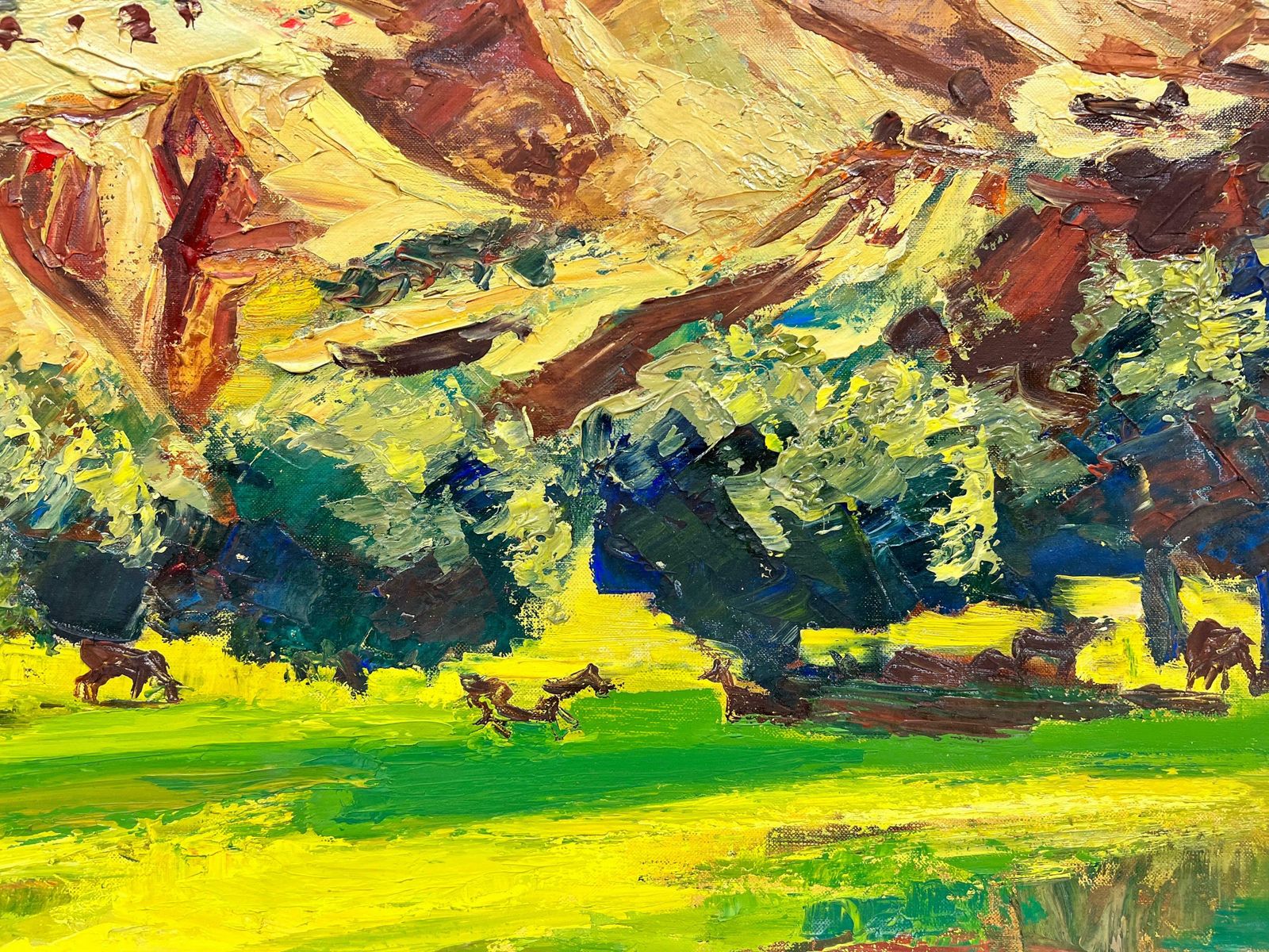 Josine Vignonwild Horses In A French Summer Field Thick Oil Impasto1960's photo Art