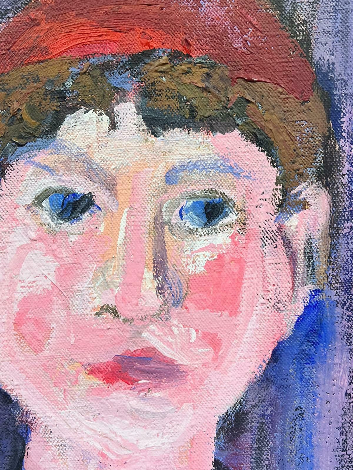 Huguette Ginet Lasnier French Modernist Painting Portrait Of Boy In Red Jumperc. 2000's photo for sale