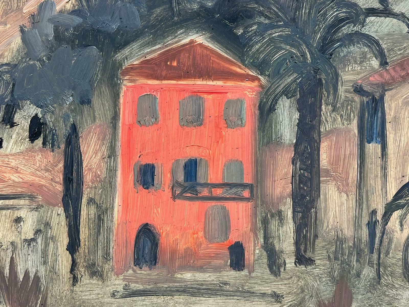 French Schoolfollower Of Matisse, 20th Century French Oil Pink House In South Of France photo furniture