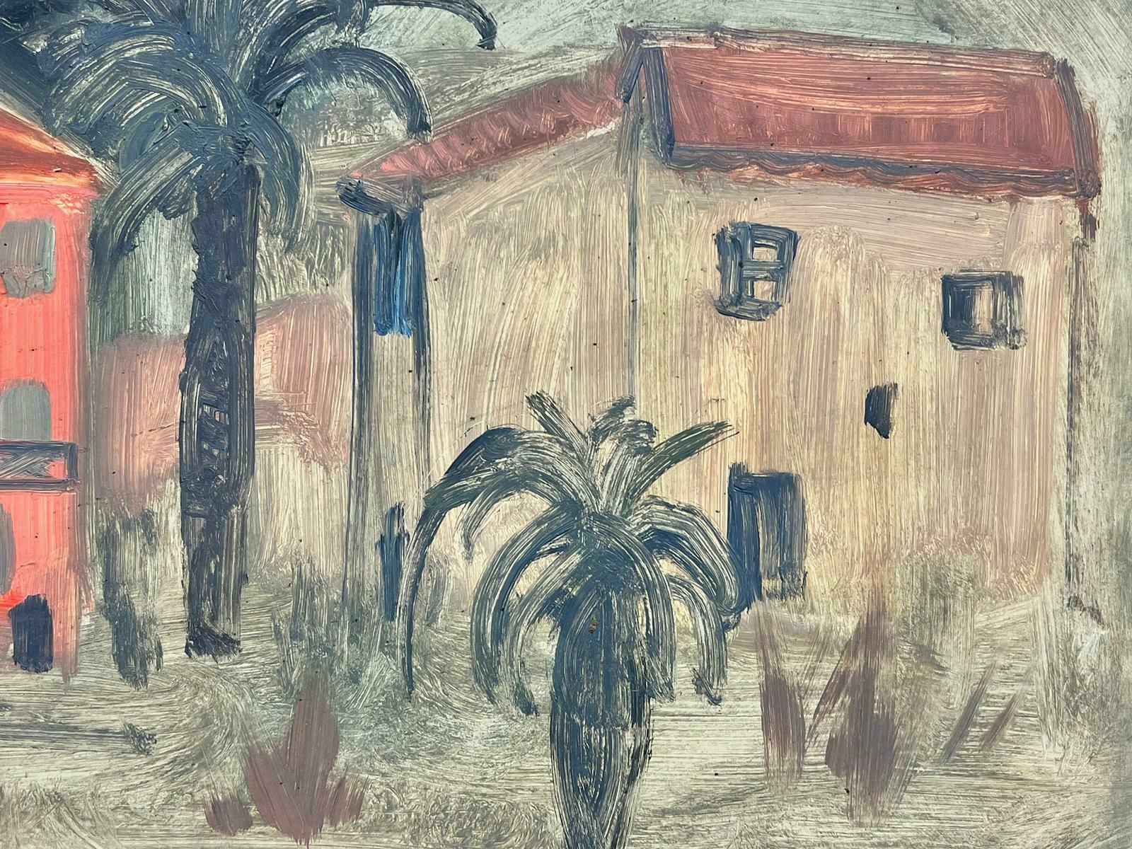 French Schoolfollower Of Matisse, 20th Century French Oil Pink House In South Of France photo for sale