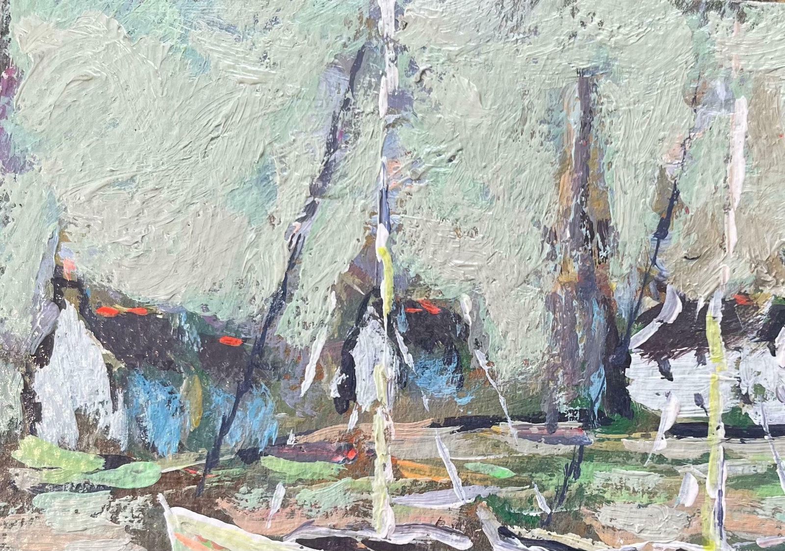 Fanch Lelfrench Impressionist Oil Painting Of Boats By The Sea In Breton Village2004 photo vinterior