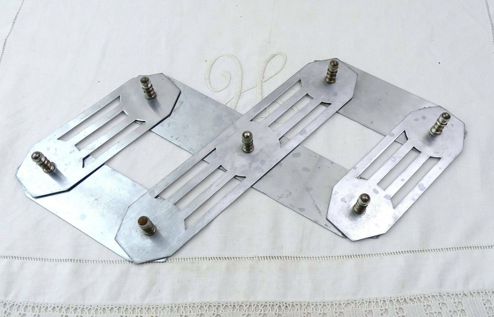 Vintage French Art Deco Chrome Plated Concertina Table Heat Mat, Retro Folding Metal Trivet France, Old Style Space Saver Kitchen Accessory photo Home Decor