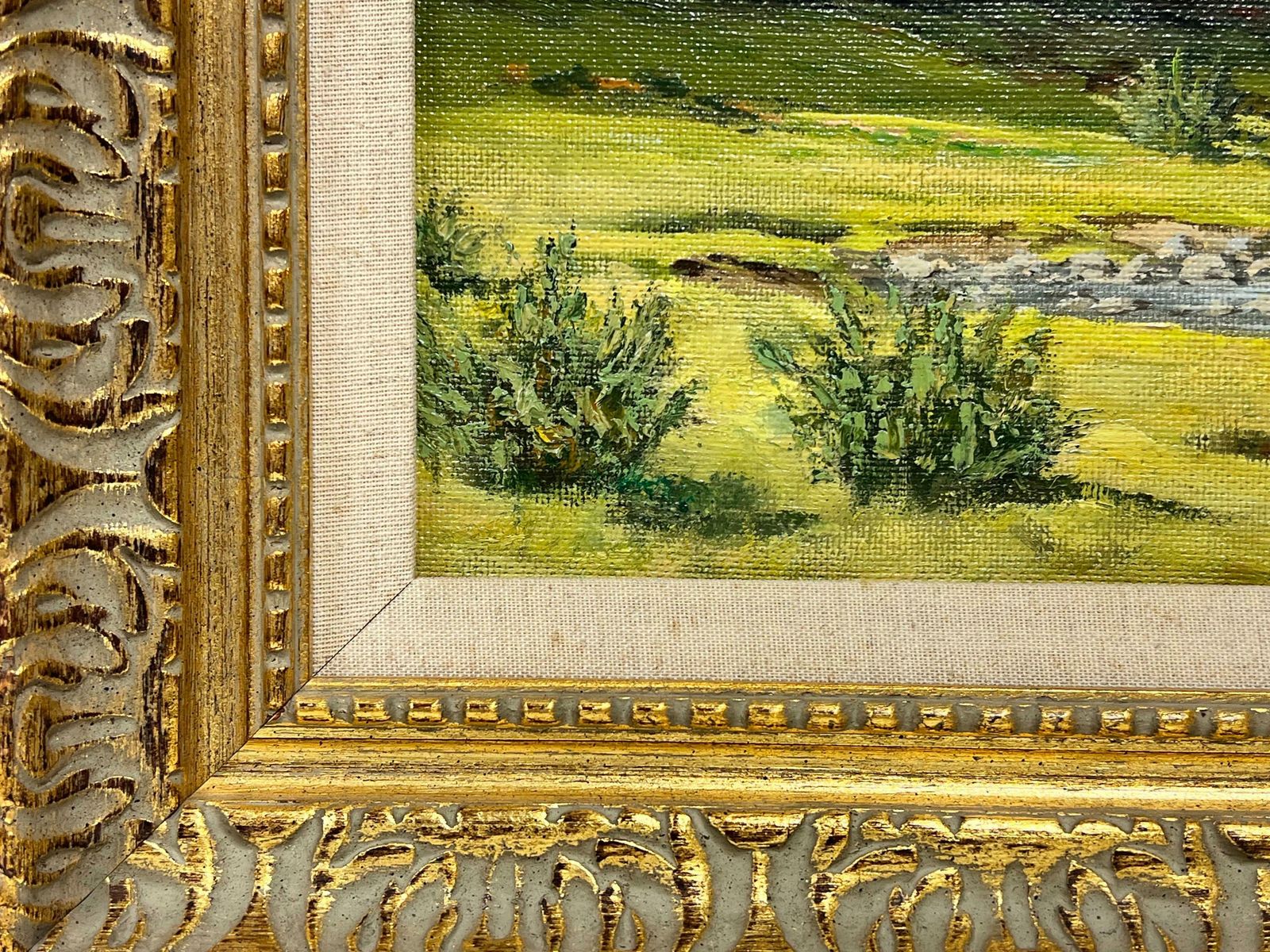 Mcdonaldsigned Scottish Oil Sunny Highland River Landscape In Summer, Framed Original photo vinterior