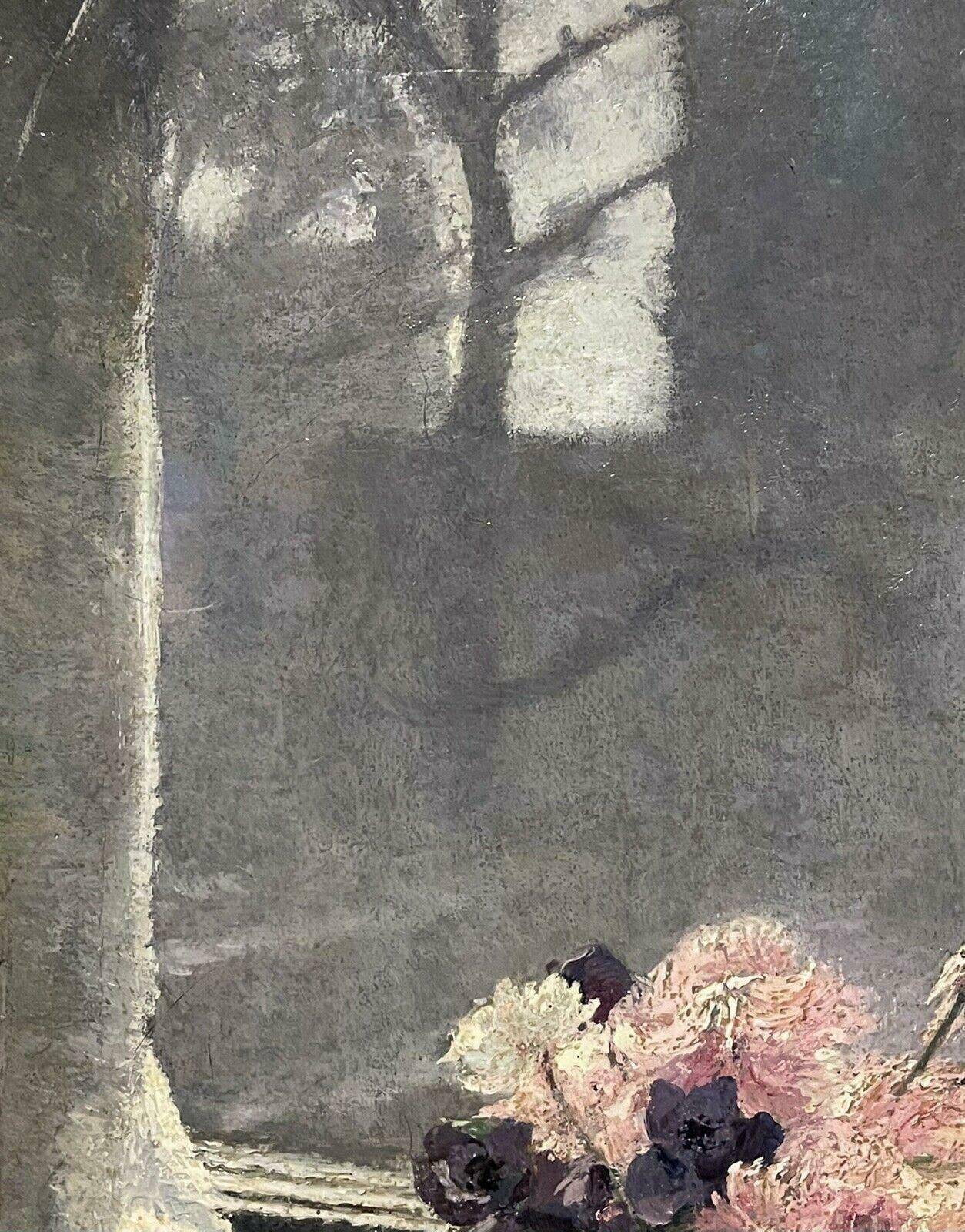 French Impressionist1930's French Impressionist Signed Oil   Beautiful Flowers On Window Sill View1930's