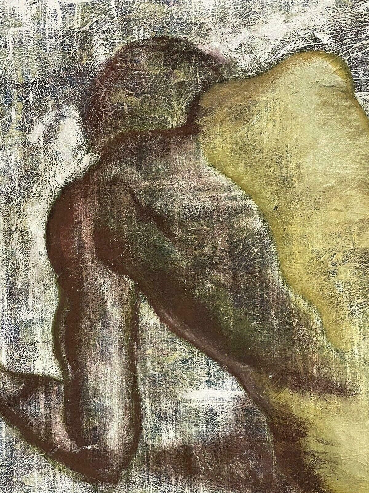 Unknownlarge French Modernist Signed Oil Painting   Nude Figure Seated From Behind20th Century photo vintage