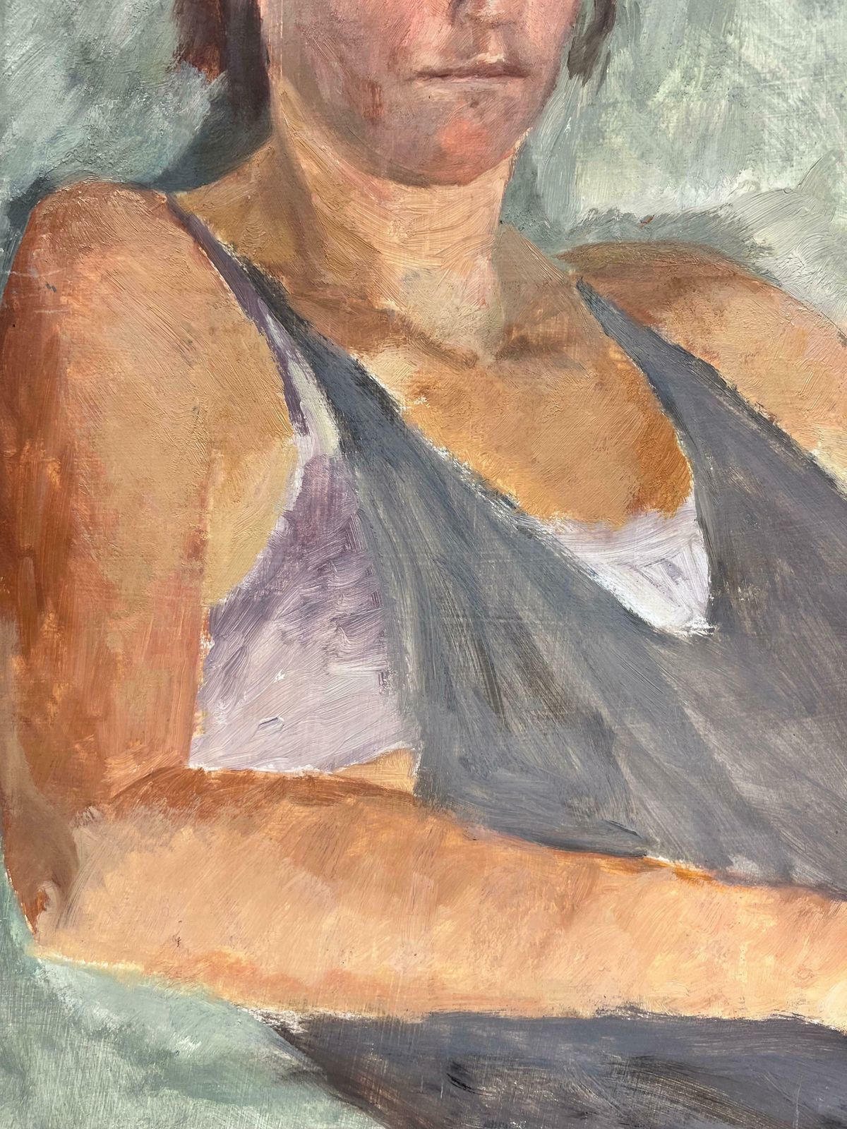 English Impressionist1960s English Impressionist Oil Young Lady Slumped In Chairc. 1960 photo vinterior