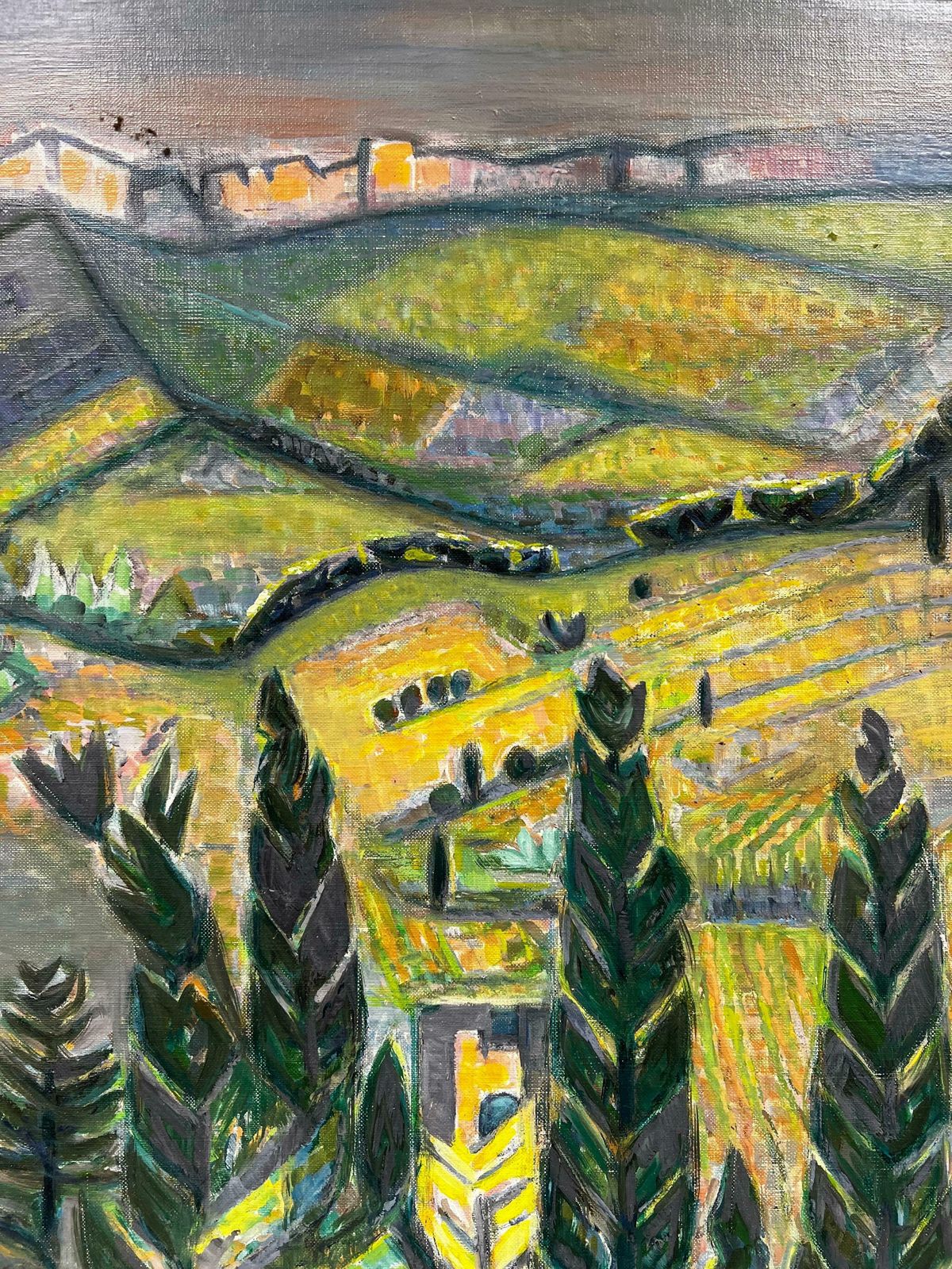 20th Century French School20th Century French Modernist Signed Oil Provence Landscape, Framed photo for sale