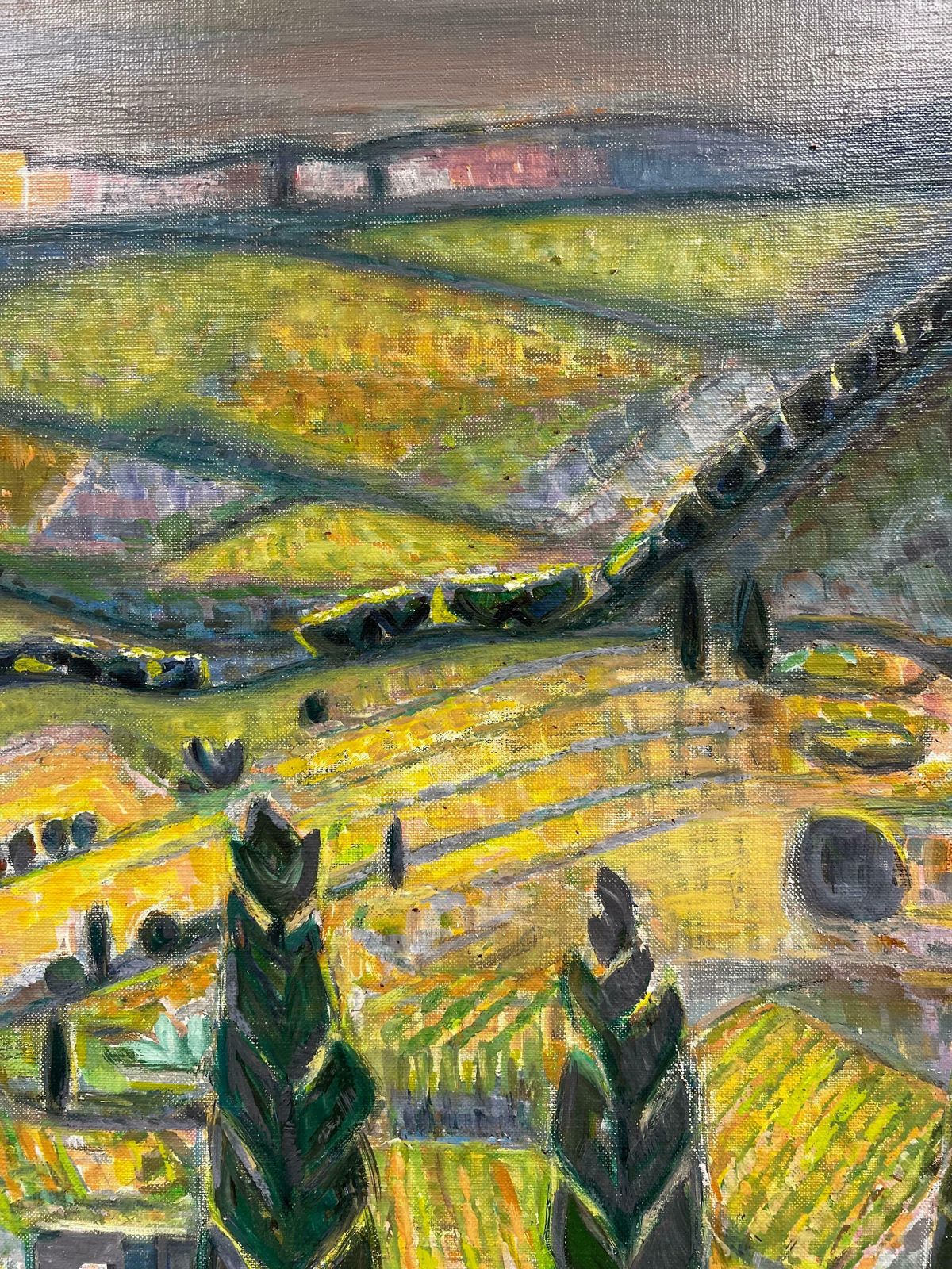 20th Century French School20th Century French Modernist Signed Oil Provence Landscape, Framed photo Art