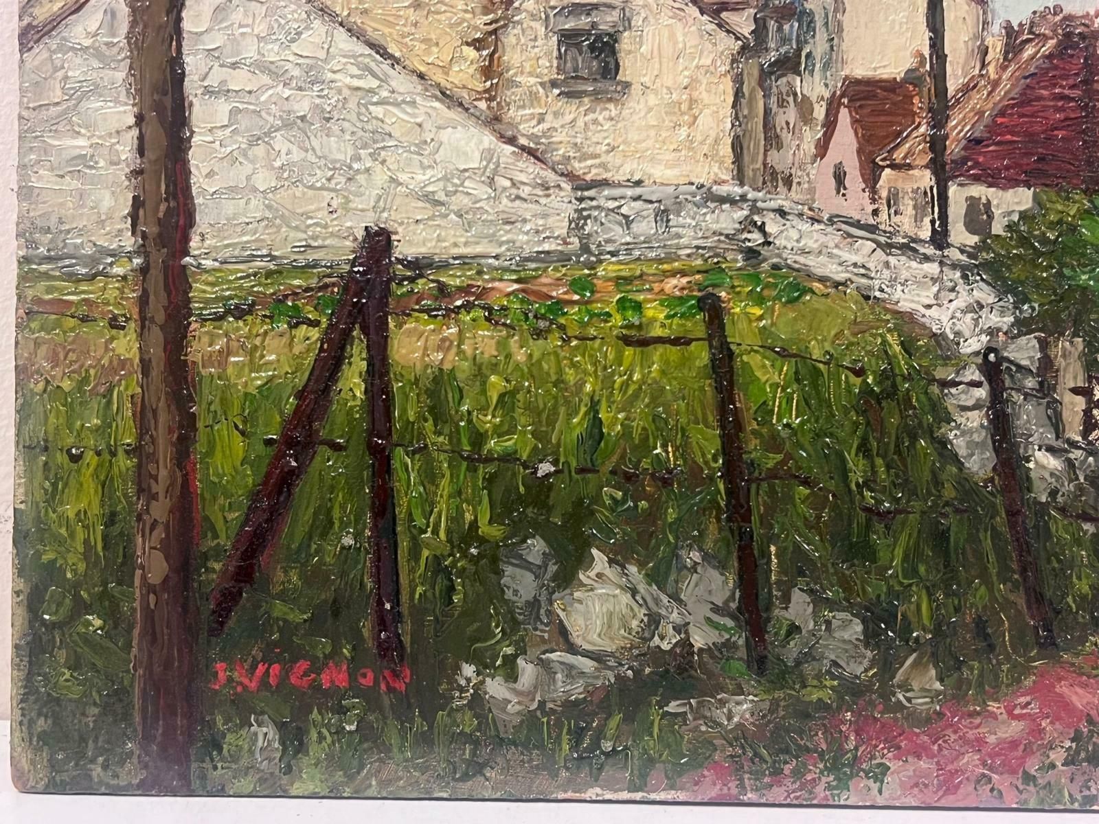 Josine Vignon1950s French Post Impressionist Signed Oil Old French Village Back Streets1950s photo furniture