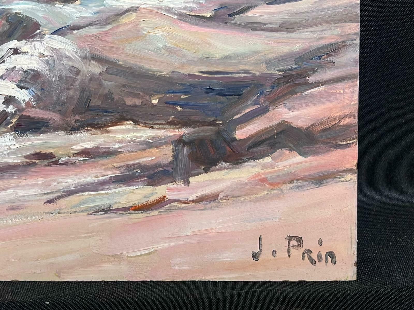 French School20th Century French Impressionist Signed Oil Painting Crashing Waves French Sea photo for sale