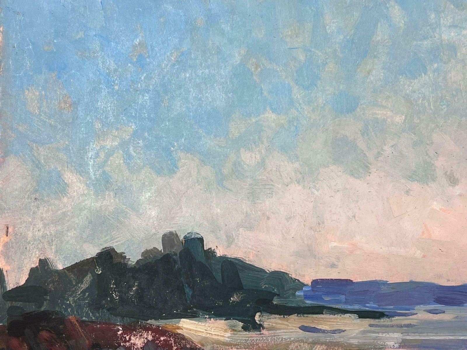 Maurice Mazeiliefrench Impressionist Oil Landscape Blue Sky Seascape photo for sale