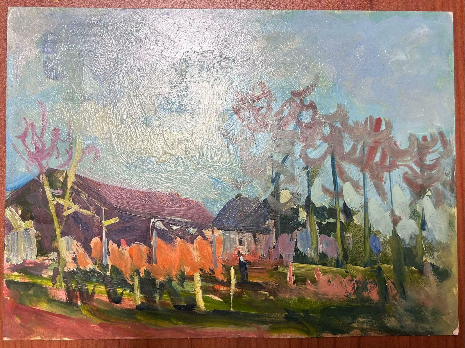 Maurice Mazeiliefrench Impressionist Oil Landscape Summer Yard photo furniture