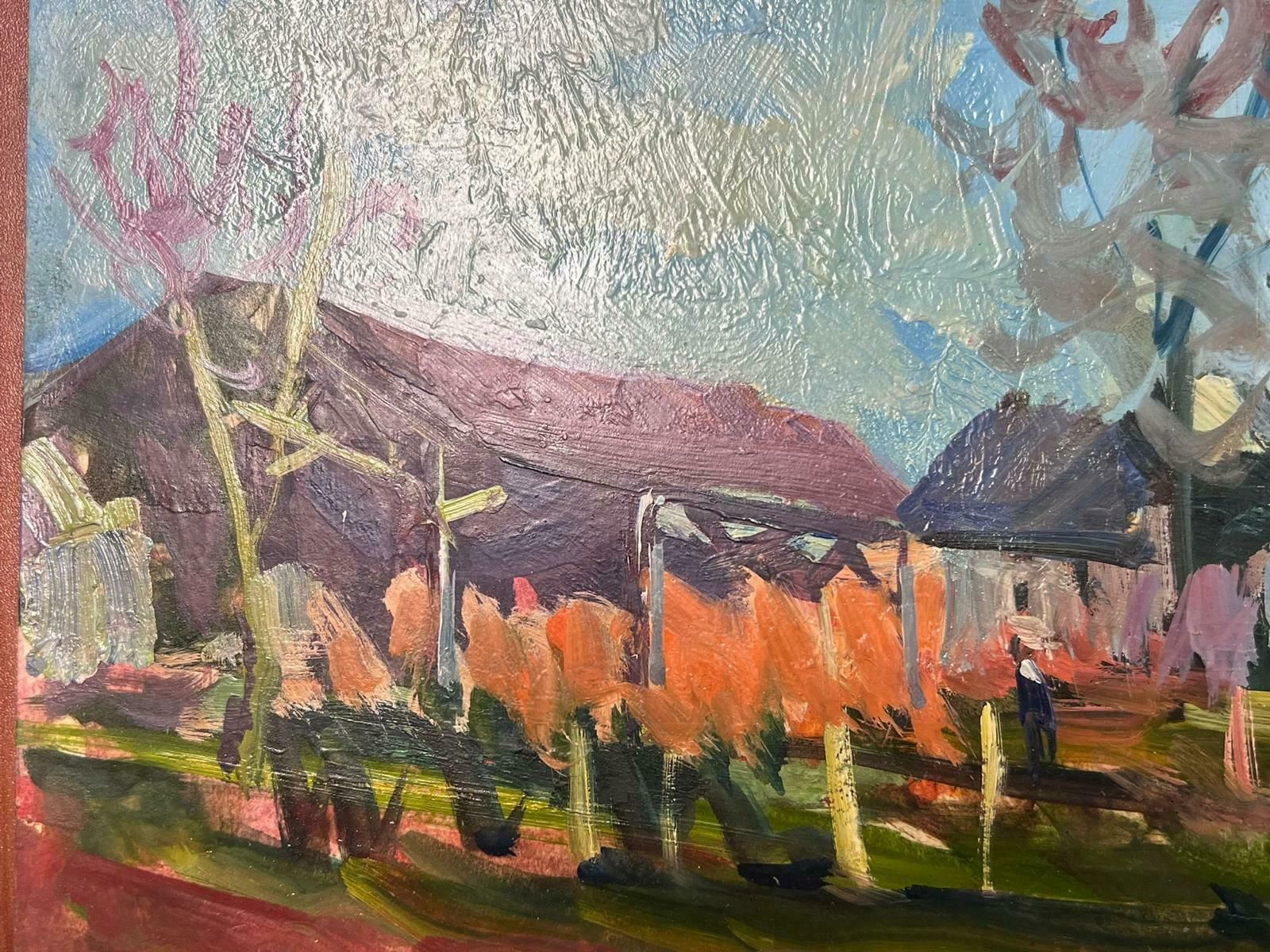 Maurice Mazeiliefrench Impressionist Oil Landscape Summer Yard photo for sale