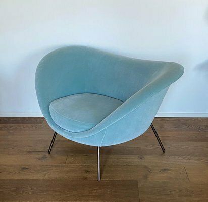 D.154.2 Armchair In Light Blue Suede Fabric By Gio Ponti, 2019 photo vintage