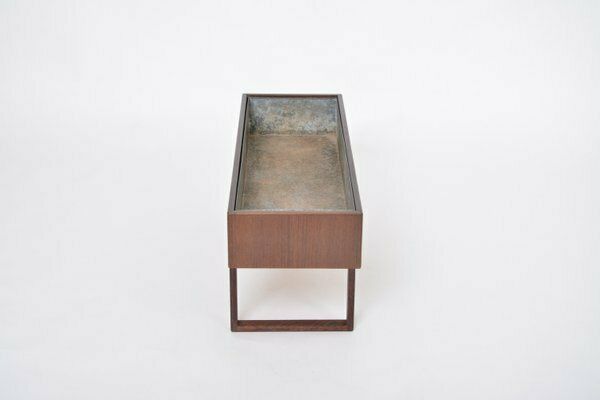 Mid Century Danish Teak Wooden Planter Box With Inlay Metal Tub, 1960s photo buy