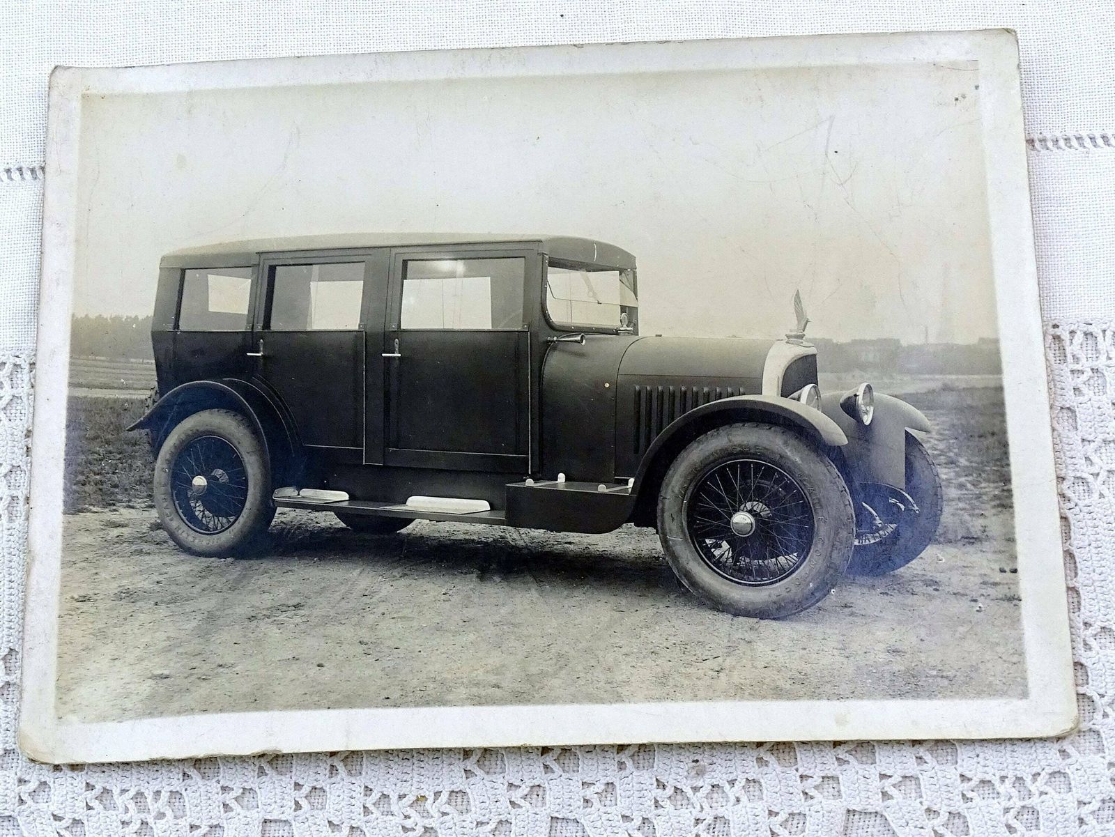 Antique French Large Gelatin Black And White Photograph Of 1920s Voisin Automobile C1, Vintage Early 20 Th Century Car Picture From France photo for sale