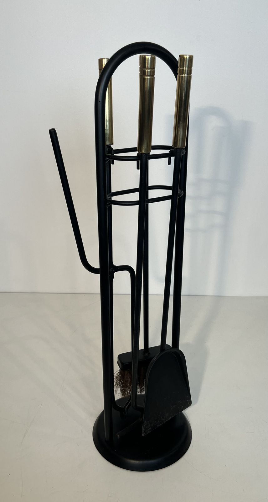 Black Lacquered Metal And Brass Design Fire Kit photo Home Fixtures