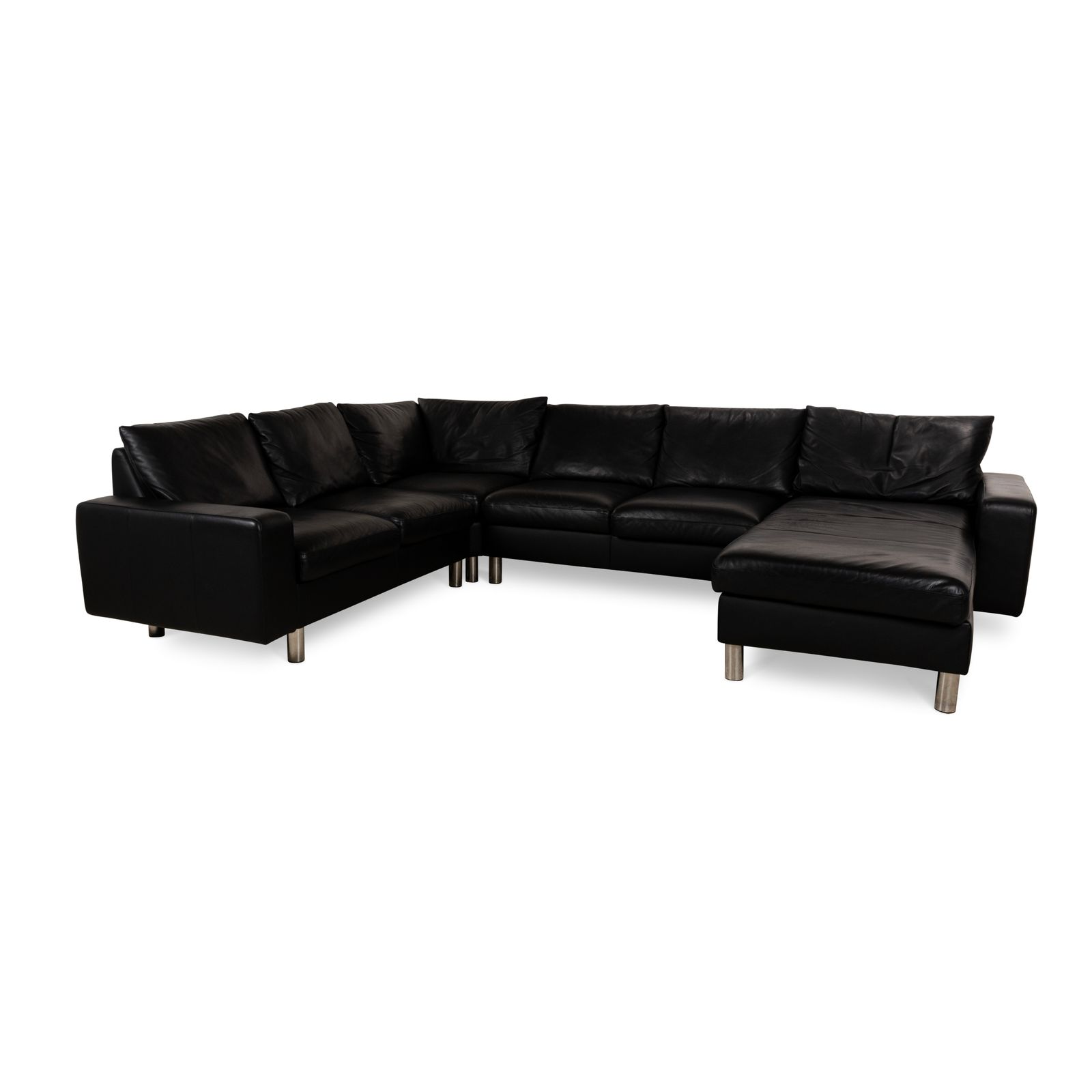 Canapé d'angle Stressless E200 en cuir noir, récamière droite