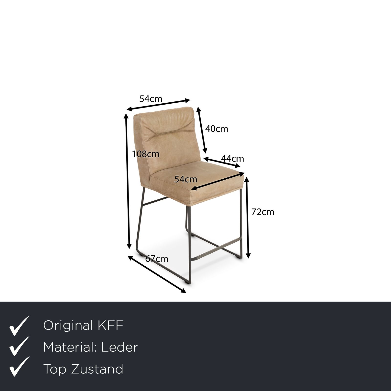 Lot de 4 chaises KFF D Light en cuir naturel beige photo furniture