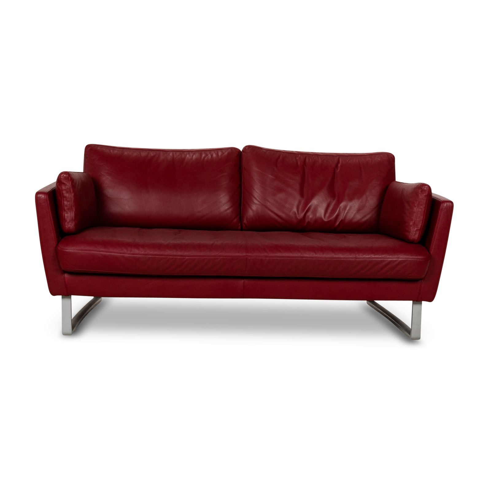 Rolf Benz Vida Leather Two Seater Red Sofa