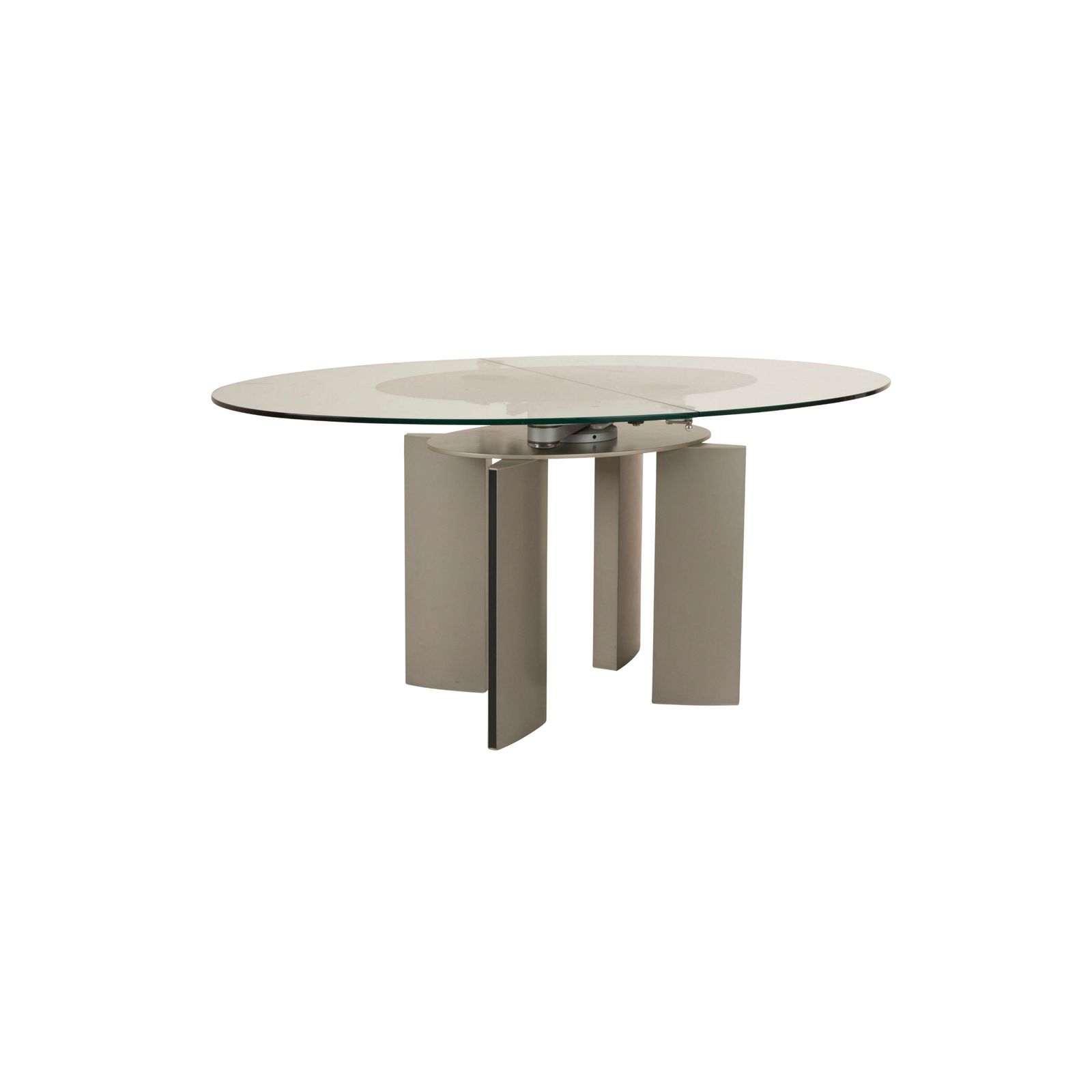 Ronald Schmitt K / G 750 / E Glazen Eettafel Zilver met Uitschuiffunctie photo for sale