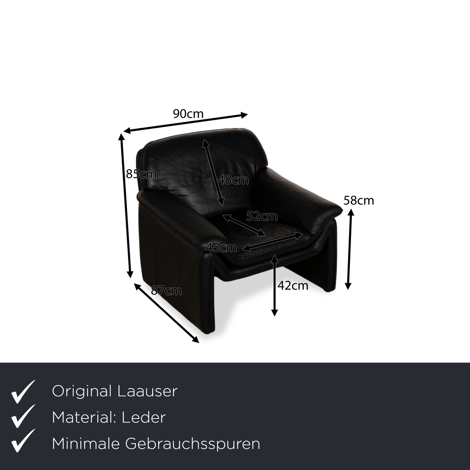 Fauteuil Laauser Atlanta en cuir noir photo furniture