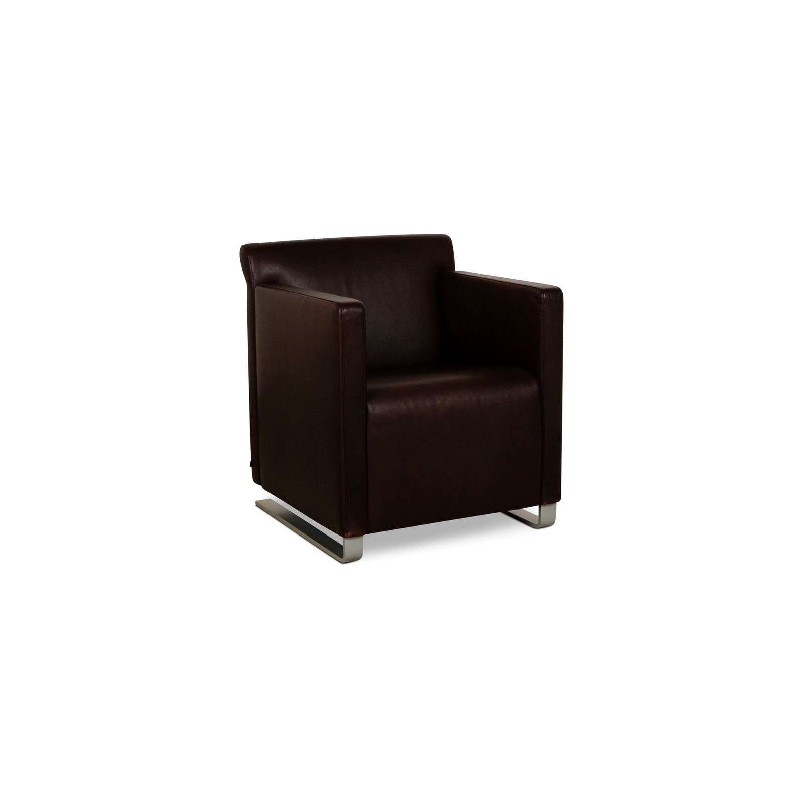 Fauteuil Cor Quant en cuir brun-rouge