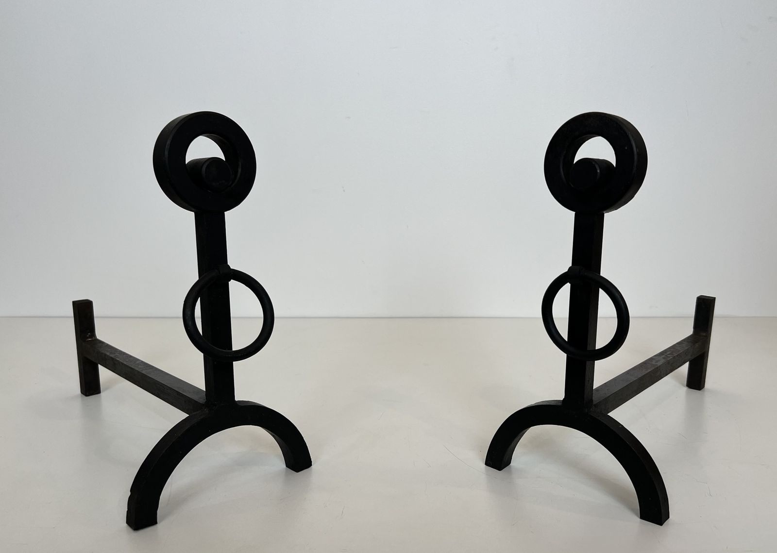 Pair Of Modernist Wrought Iron Andirons photo furniture