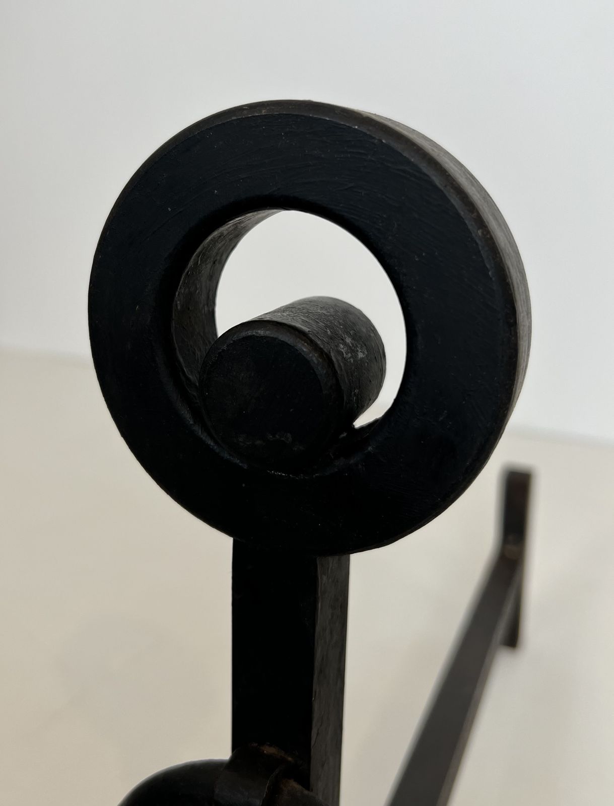photo furniture Pair Of Modernist Wrought Iron Andirons