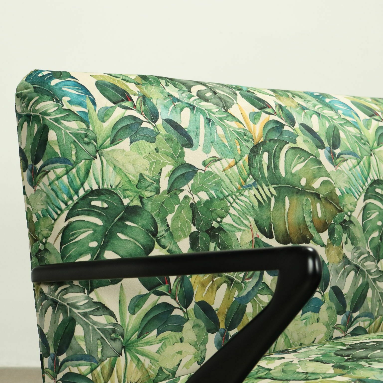 Vintage Sofa Jungle Collection Velvet Wood Italy 1950s 60s photo Furniture