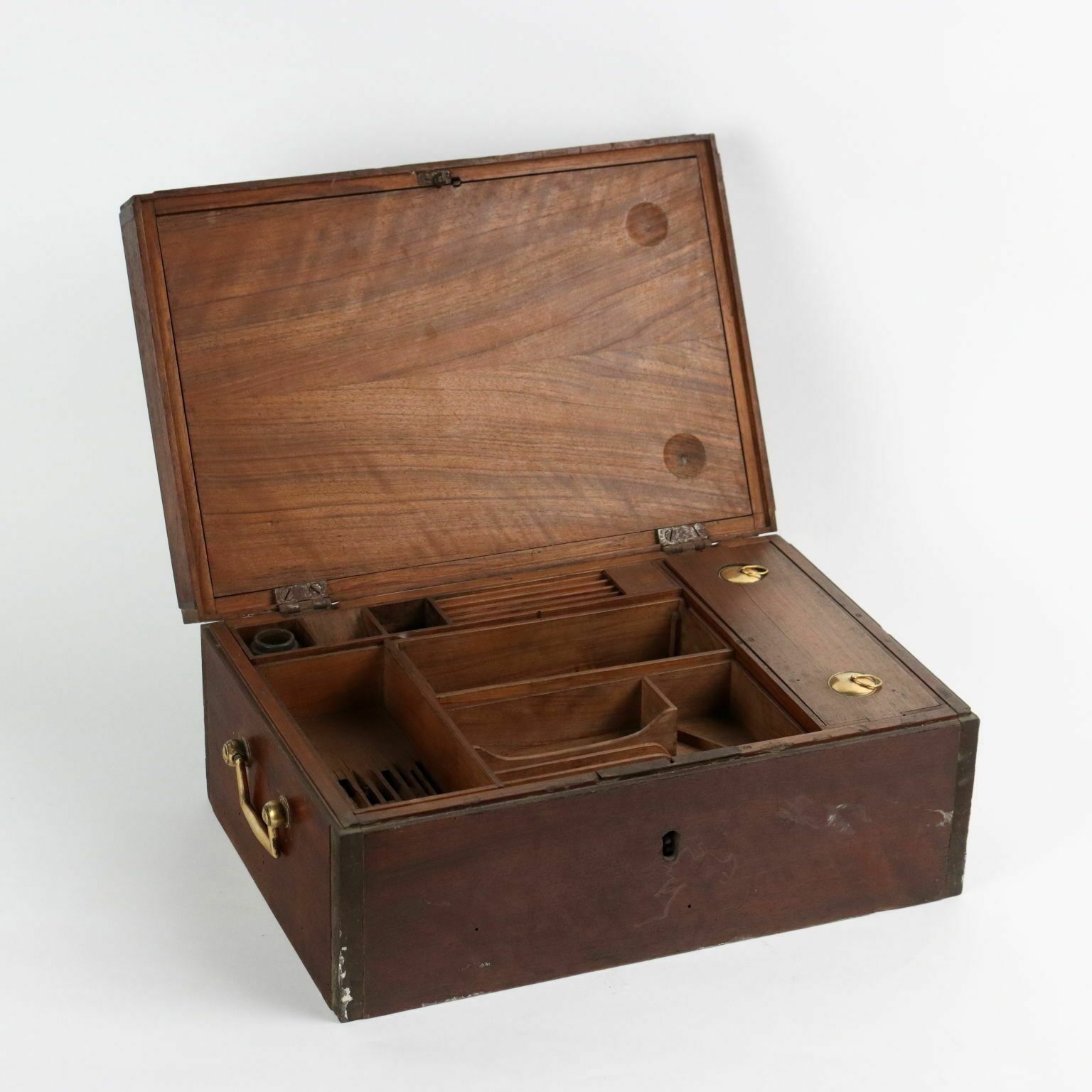 Antique Travel Casket Walnut Writing Set Italy XIX Century photo for sale