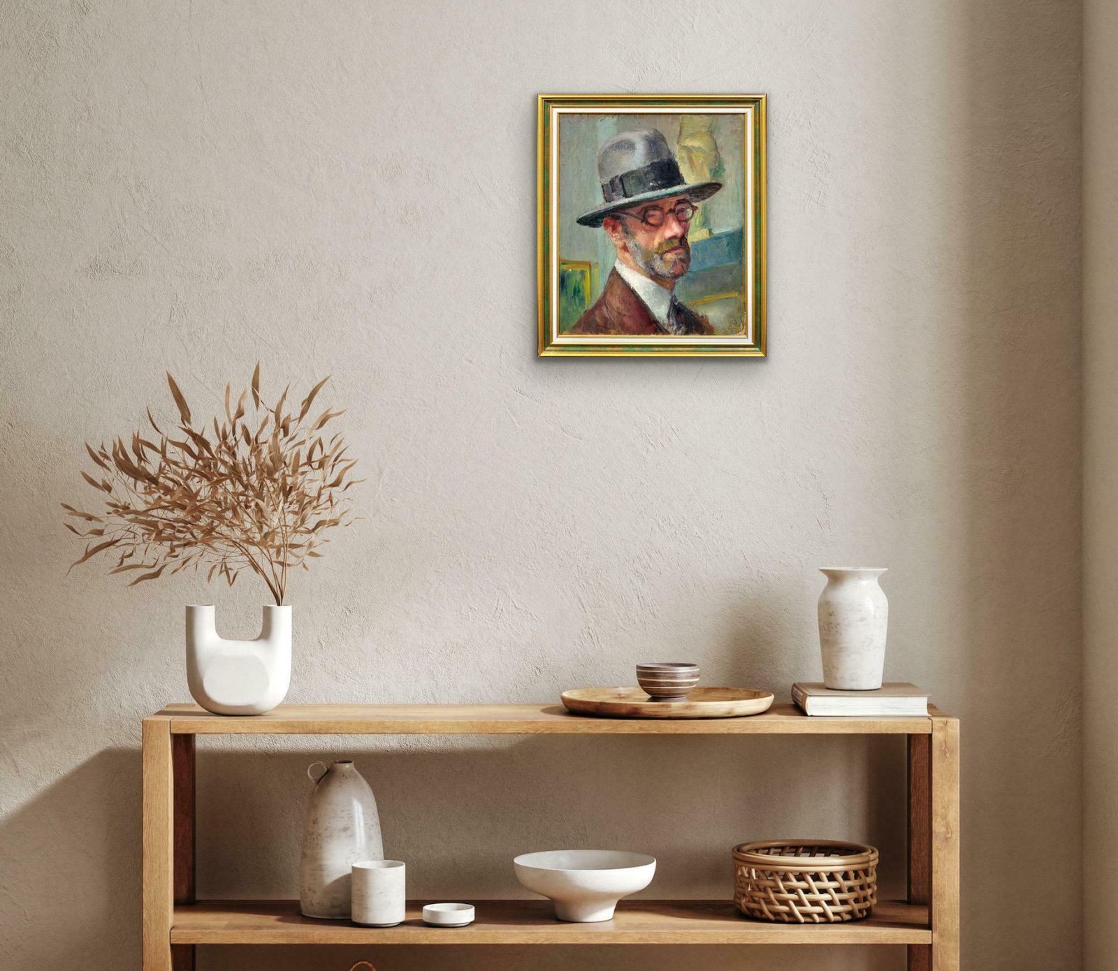 photo for sale Edouard Julien 1883 To 1966. French. Self Portrait Of & By The Curator Of The Toulouse Lautrec Museum. Albi, France, 1932. Framed Oil Painting.