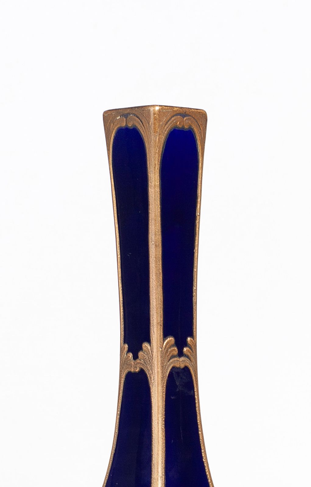 Early 20th Century Art Nouveau Enameled And Gilt Blue Sèvres Porcelain Vase By Paul Milet, France photo Home Decor