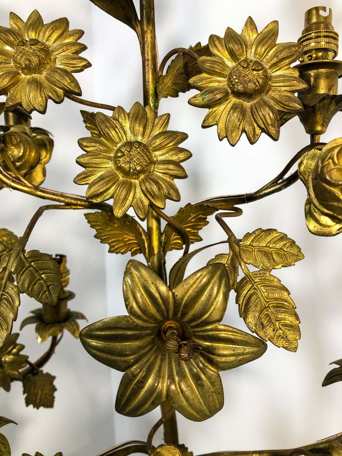 Pair Of Truly Gorgeous And Unique Antique Gilt Bronze Brass French Table Lamps photo vinterior