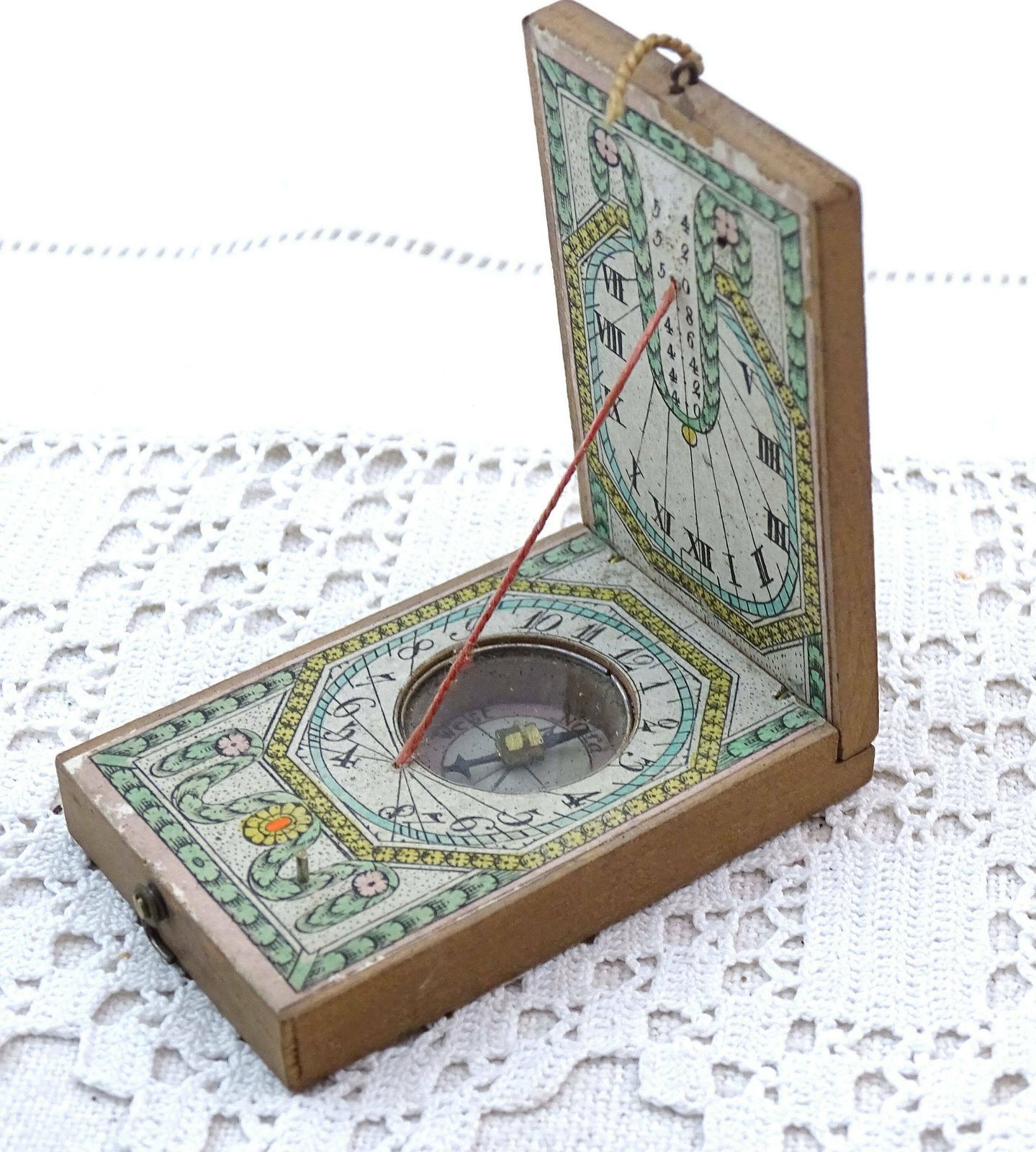Antique 1790s Rare Diptych Sundial / Compass From Germany By Johann Georg Kleininger Nuremberg, 18th Century Scientific Measuring Tool photo for sale