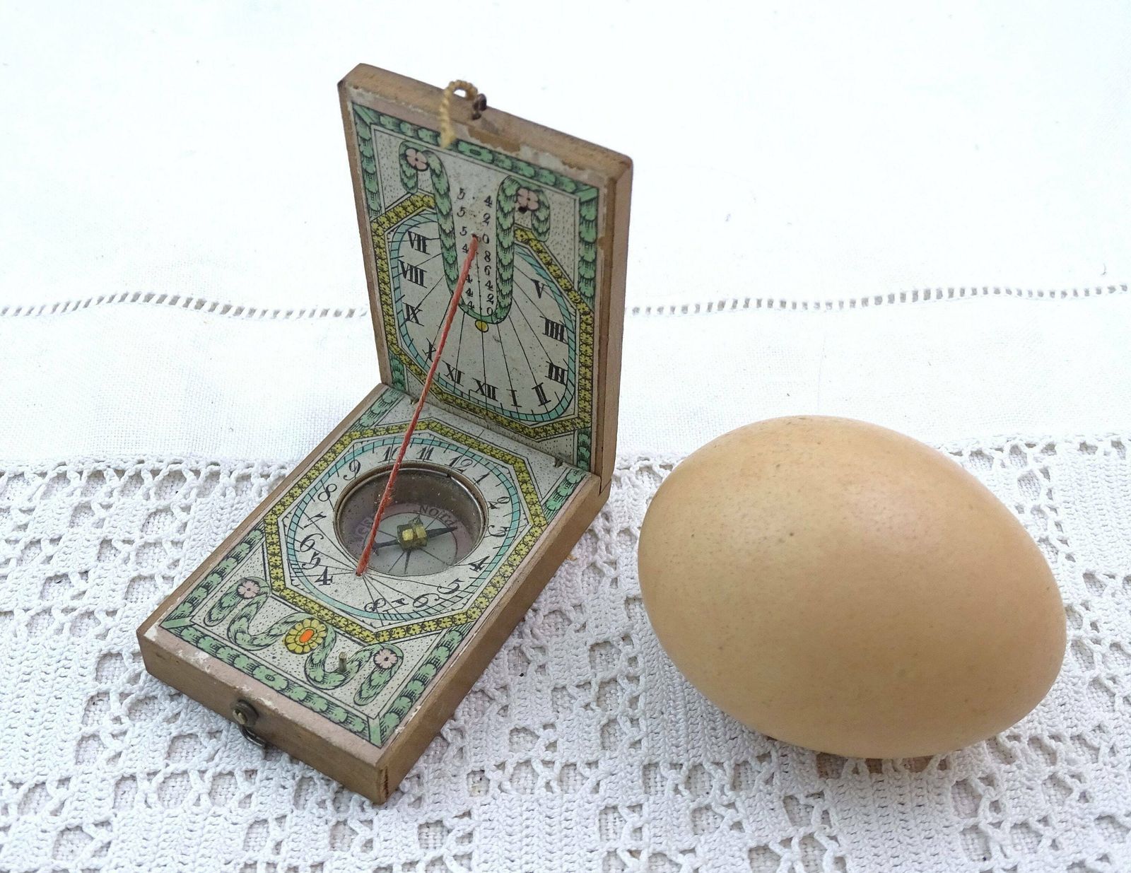 Antique 1790s Rare Diptych Sundial / Compass From Germany By Johann Georg Kleininger Nuremberg, 18th Century Scientific Measuring Tool photo vintage