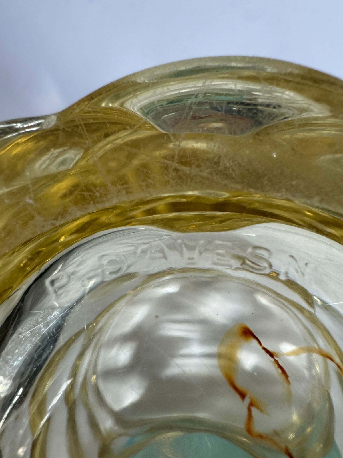 French Citrine Glass Vase. Signed J. D'avesn France. photo for sale