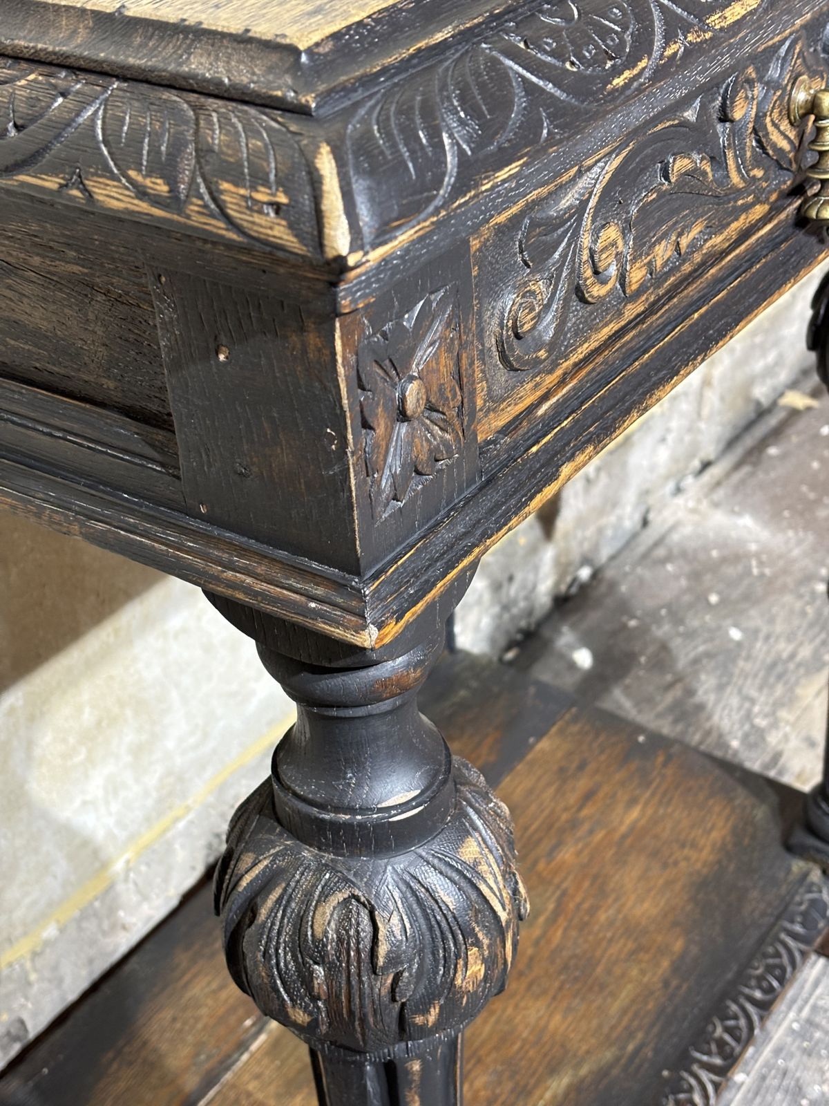 Jacobean Flemish Oak Table Ebonised And Polished Finish photo for sale