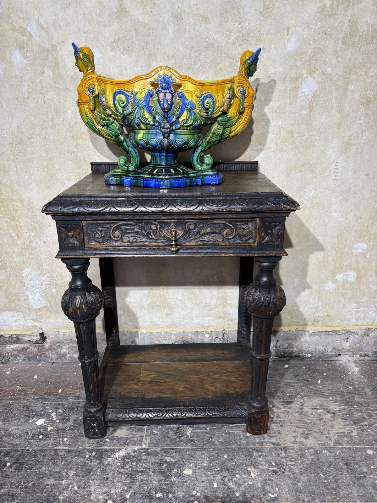 Jacobean Flemish Oak Table Ebonised And Polished Finish