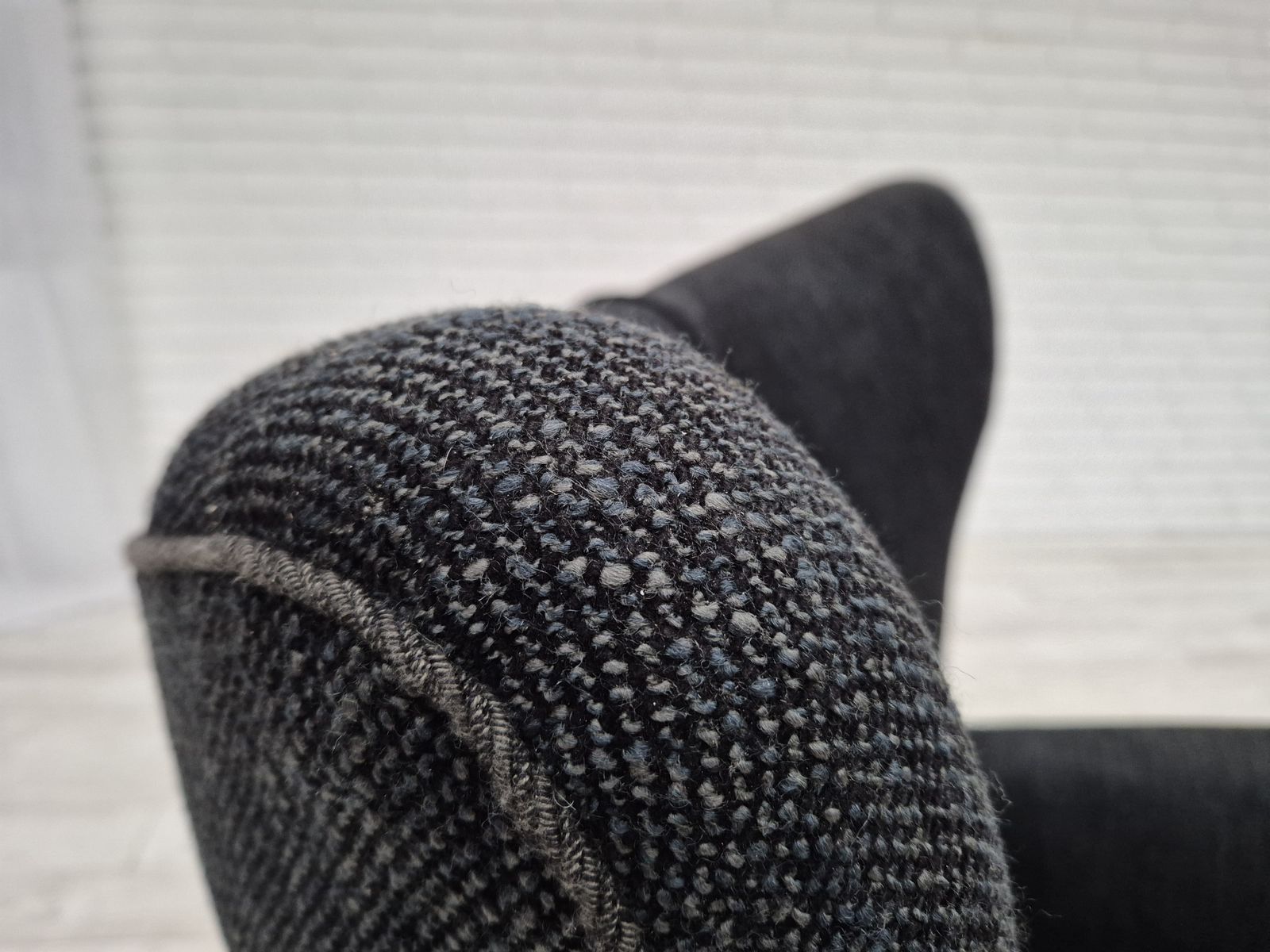 1960s, Danish Relax Armchair, Reupholstered, Gray Furniture Fabric. photo Furniture