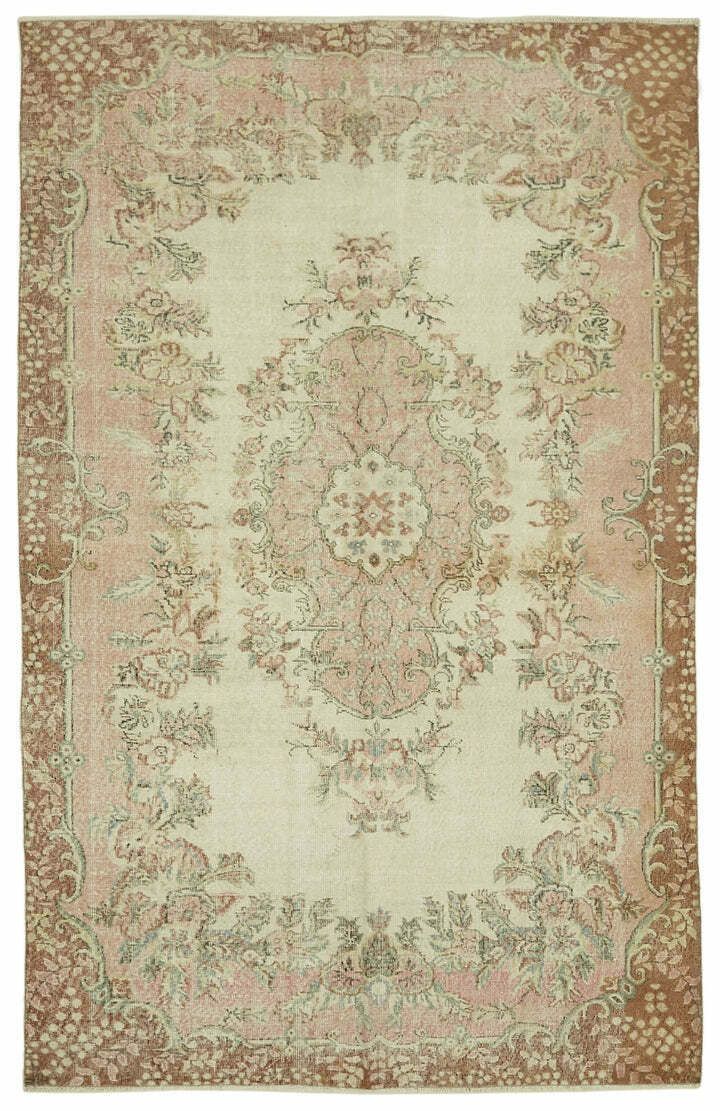 Handmade Beige Turkish Vintage Area Rug 187 Cm X 294 Cm