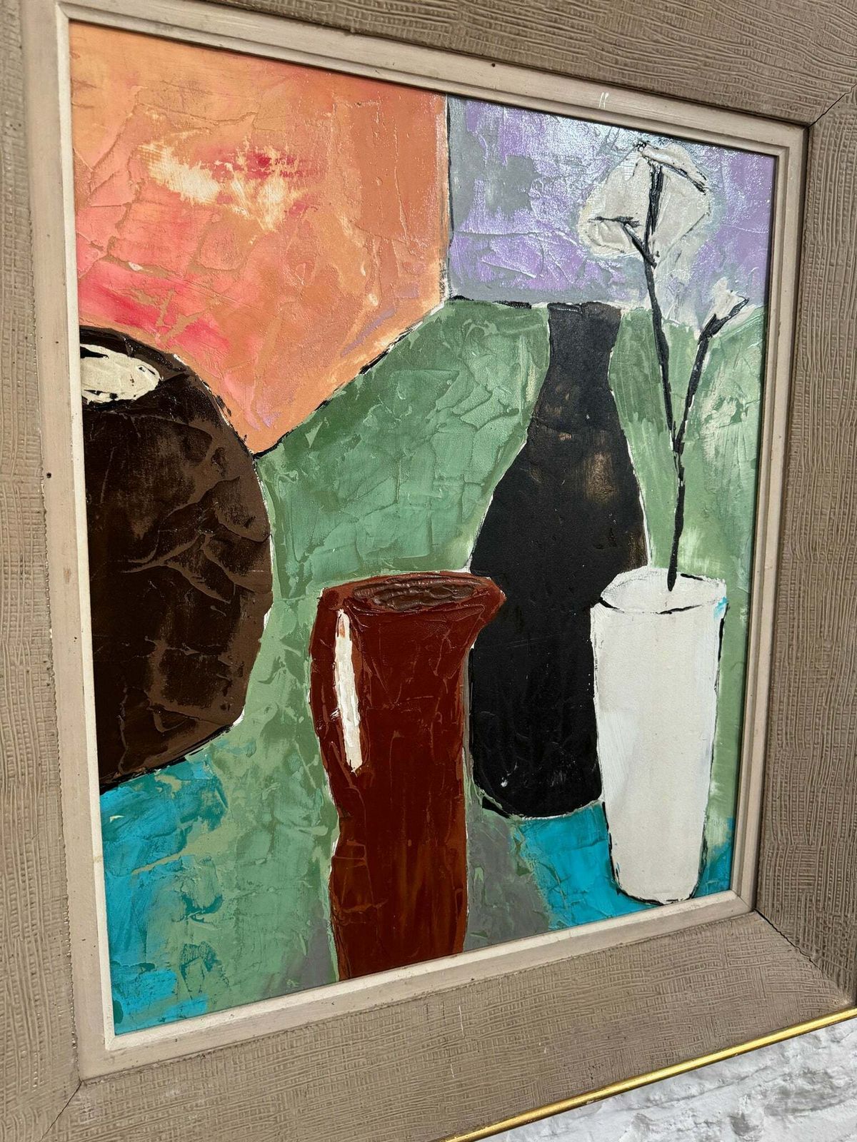 Vintage Oil Painting, The White Flower photo furniture
