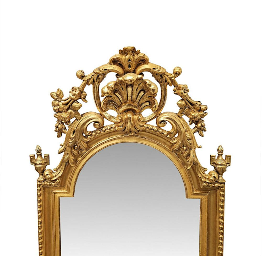 A Rare 19th Century Giltwood Pier Or Hall Mirror With Large Shell Cartouche photo furniture